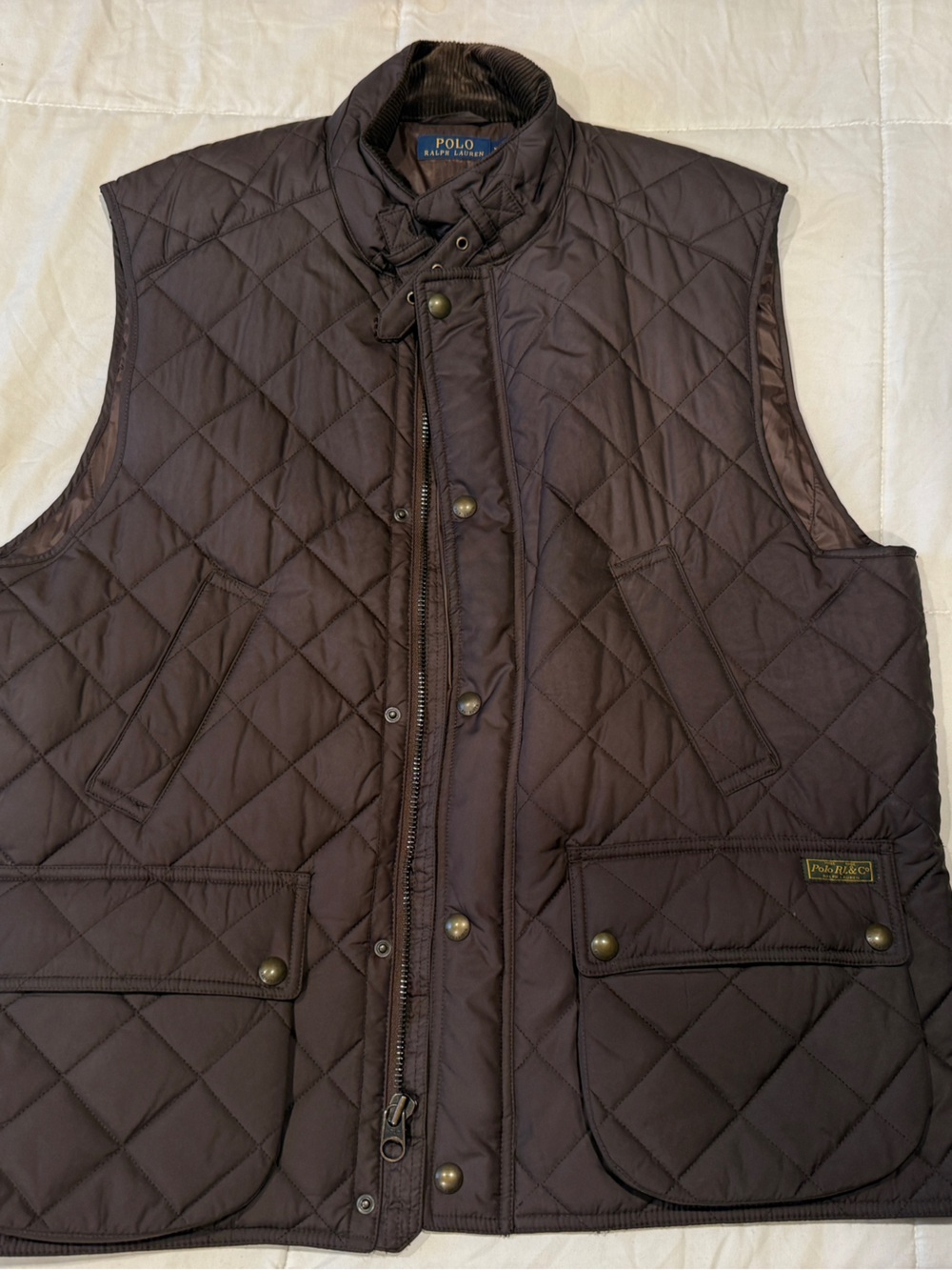 Polo Ralph Lauren Quilted Brown Vest with Snap Pockets